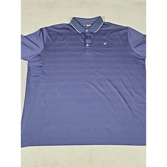 Callaway Opti Dri Mens 2XL Polo Shirt Blue With Faint Stripes Performance Golf - Picture 1 of 9